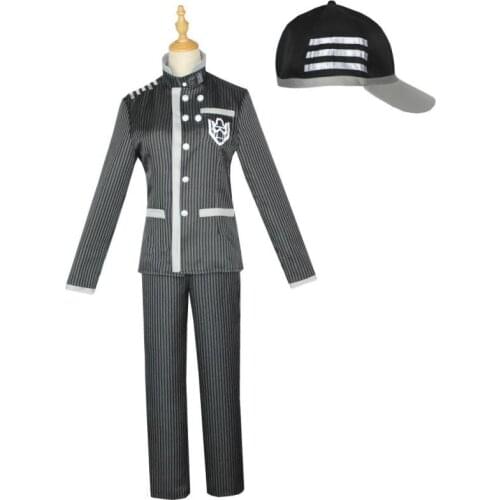 Saihara Shuichi Cosplay Jacket Pants Cap 3Pcs Set Anime Danganronpa V3: Killing Harmony Vertical Grain Stand Collar Uniform Set