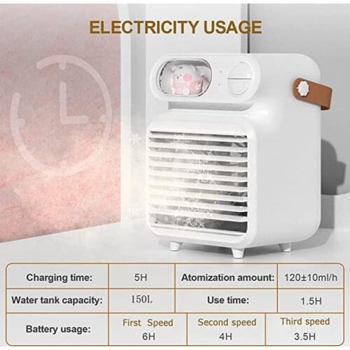 3-in-1 Desktop Portable USB Exquisite Air Conditioner Fan Quiet Gale Desktop Household Small Durable Cooling Fan Air Cooler