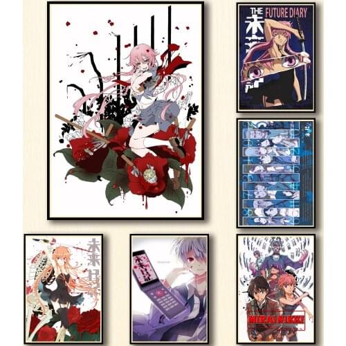 36 Designs Anime Future Diary Whitepaper Poster Artwork Fancy Wall Sticker for Coffee House Bar