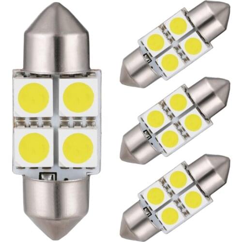 AGLINT 4PCS C5W 5050SMD LED Festoon 31mm Bright LED Car Interior Lighting For Doom Reading Door Trunk Lights White 6000k 12V