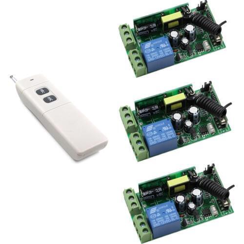 AC 85V-250V Wireless Remote Control Light Switch 110V 220V 1CH Relay Switch 3 X Receiver + Long Range Transmitter 315/433Mhz
