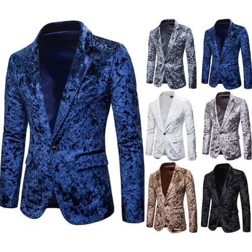 Blazer Men New Fashion Casual Mens Solid Color Single Breasted Men Blazer
