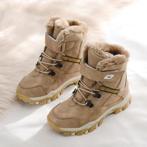 2020 Children Ankle Boots Boys Girls Genuine Leather Military Boots Autumn Winter Lace-up Snow Boots Kids Shoes Motorcycle Boots