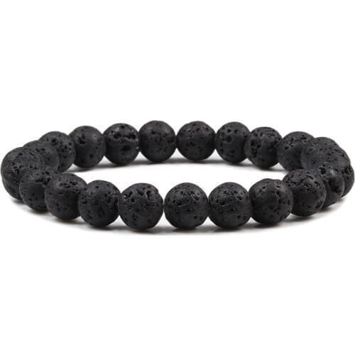 8mm Natural Stone Beaded Bracelet Mens Black Lava Tiger Eye Wooden Beads Healing Bracelets Bangles For Women Men Yoga Jewelry