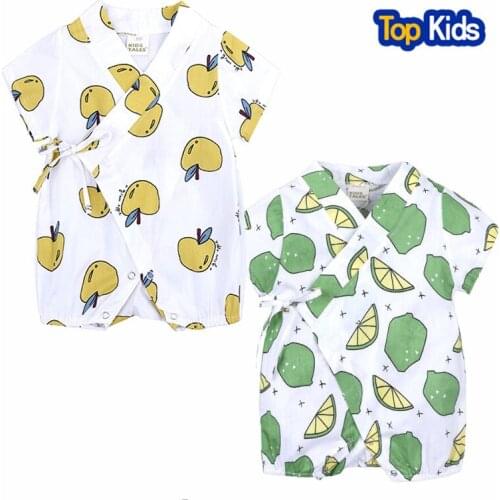 Fruit Floral Japanese Kids clothes Kimono Summer Baby clothing Girl Boy Rompers Cotton Casual Tracksuit Infants Jumpsuits MBR187