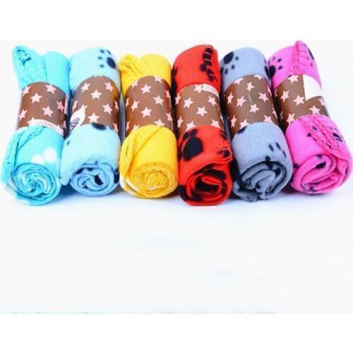 Flannel Cute Pet Puppy Paw Print Bed Mat Small Dog Blanket Soft Cat Dog House Blanket Pet Bed Cover Supplies 100*70cm