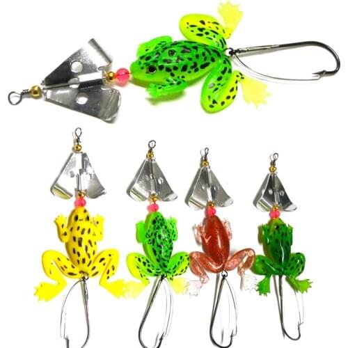 HENGJIA 1pc 4 colors soft frog spinner bait silicone frog shaped bait 8cm 6g fishing gear isca artificial bionic sequins Lure