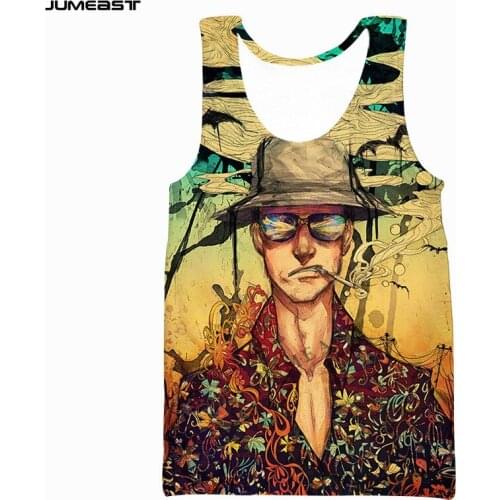 Jumeast Brand Men Women 3D Printed Vest Cartoon Anime Hippie Art Short Sleeve Sport Pullover Summer Tank Tops Tees