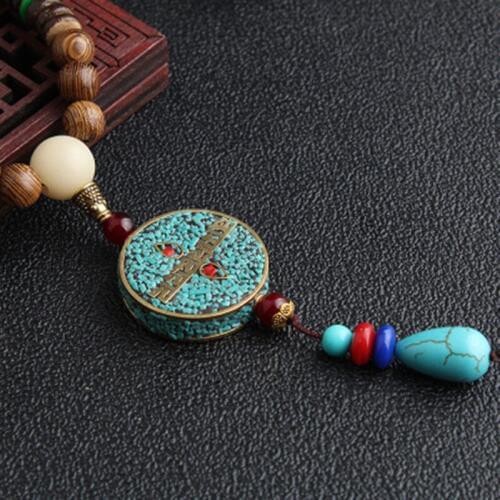 Creative Handmade Nepal Necklace Buddhist Mala Wood Beads Pendant & Necklace Ethnic Horn Fish Long Statement Jewelry Women Men