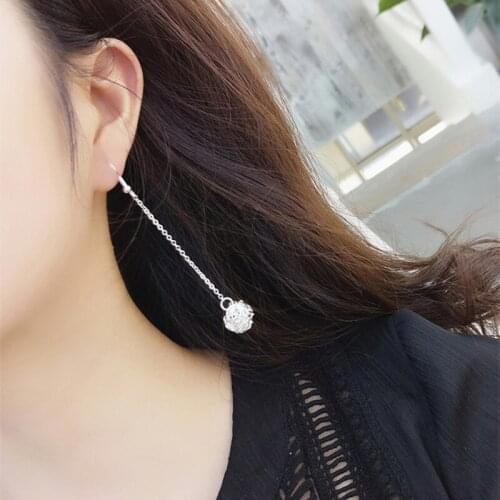 HOT Selling Personality Silver Plated Hollow Ball Stud Earrings Vintage Braided Sphere Long Earrings For Women Ear Jewelry Gift