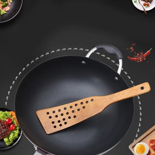Justdolife Cooking Spatula Wood Non-Stick 24 Holes Cooking Turner Kitchen Spurtle Cooking Turner Slotted Turner Kitchen Tools