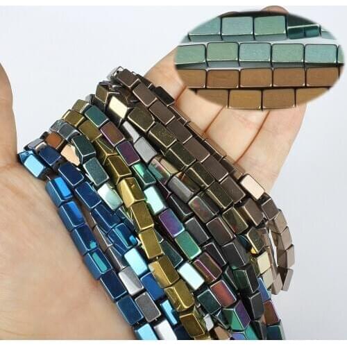 Natural Hematite 8x10mm Color Plated Solid Rectangular Beads Jewelry Making DIY Necklace Bracelet Jewelry Accessories 16 Inch
