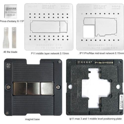Amao For iPhone11/Pro/Max Middle Mainboard Soldering Platform BGA Reballing Fixture With Stencils Magnet Base Adjustment Plate