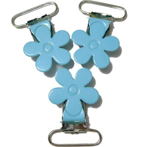 25pcs #11 Blue Color Plum Blossom Flower Suspender Clips
