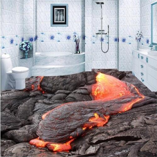 Beibehang Custom photo wallpaper wear thick PVC3D floor painting wall stickers 3D broken wall volcanic magma 3D floor painting