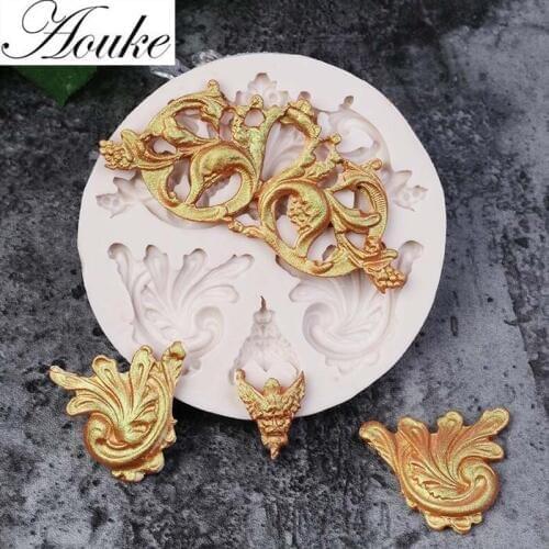 Aouke Retro European pattern Shape Silicone Cake Decorating Mold Pastry Tool Sugarcraft Mold G211