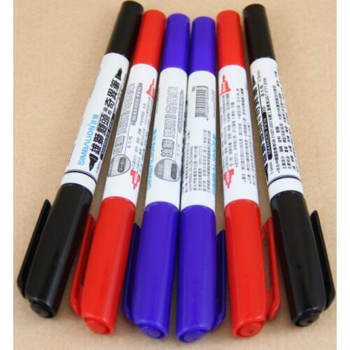 [SIMBALION] 685 Twin Marker Oily Fine Line Pen 3 Color Marker Red / Black / Blue 15 Pcs