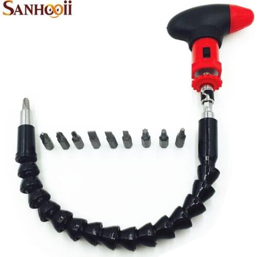 Handy Universal Flexible Shaft T Type Screwdriver Set 1/4 Hex Shank Screwdriver Hand Tools Set Gadgets ZM56