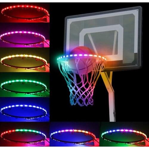 Solar Power 45 LED Basketball Hoop Light Lamp Outdoor Waterproof for Playing At Night Shooting RGB LED Strip Basket Frame Sports