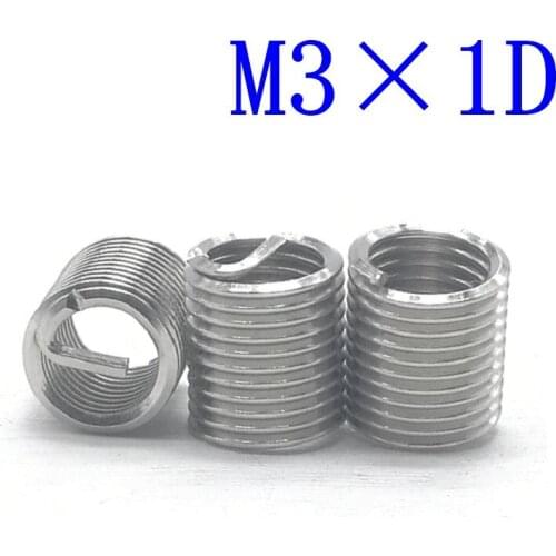 50Pcs M3*1D Stainless Steel Coiled Wire Helical Screw Thread Inserts M3 x 0.5 x 1D Screw Bushing self tapping thread repair tool