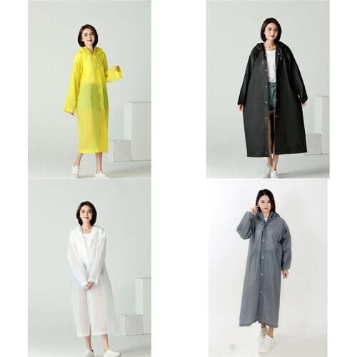 Men Women Waterproof Raincoat Outdoor EVA Cloth Long Rain Coat Poncho With Hat