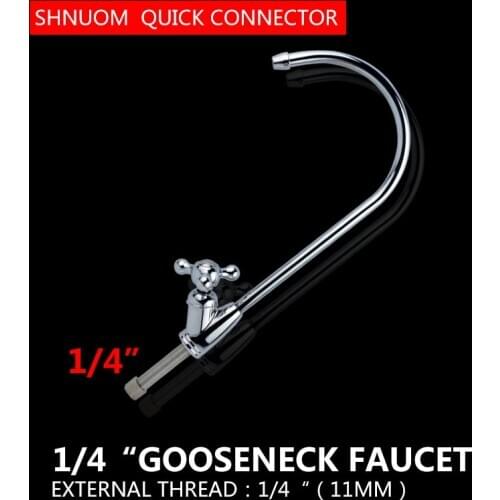 Gooseneck Water Purifier Faucet Reverse Osmosis Drinking Water Filter Faucet Chrome Plating 1/4" Thread Interface Ceramic Core
