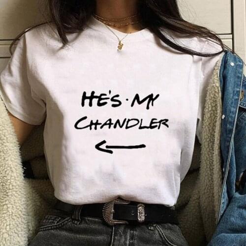 Women Men Lovers Couples Tshirts Casual Short Sleeve O-neck Tops MY MONICA HES MY CHANDLER Letter Printing Couple Tees