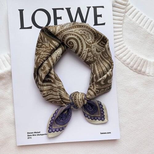 High Quality 2021 Retro Wild Cashew Flower Ladies Handerchiefs Twill 53X53CM Small Square Scarf Female Temperament Decoration