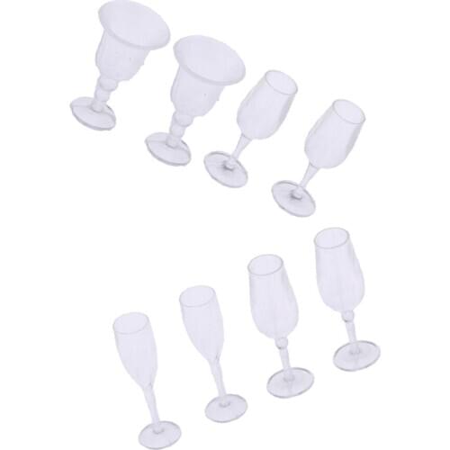 1/12 Dollhouse Miniature Tableware Cup Wine Glass Juice Glass Goblet 8pcs