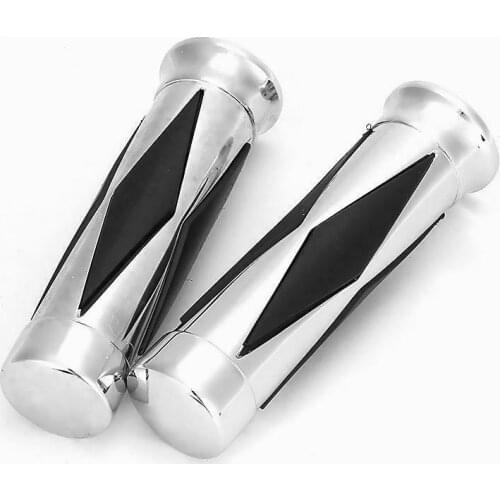 1" Chrome Diamond Motorcycle Handlebar Hand Grips For Suzuki Harley Davidson Honda Kawasaki Yamaha Chopper Bobber Cruiser