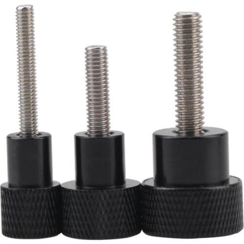 1pcs M8 diameter 20mm aluminum alloy handle stainless steel hand screw high head knurling hand screws 10mm-30mm length BLACK