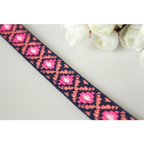 10yards/lots wide 2cm Woven Jacquard Ribbon pink Geometric pattern CH-8594