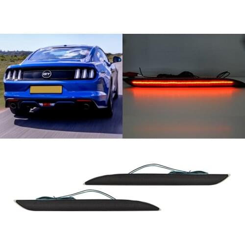 2x Smoked Lens Led Rear Bumper Reflector Lights Tail Lamps For Ford Mustang 2015 2016 2017