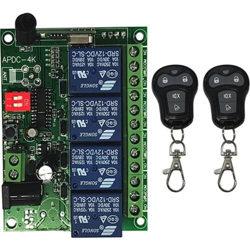 315/433MHz Universal Wireless Remote Control DC 12V 24V 10A 4 Channel 4CH Relay Receiver Module RF Switch for Gate Garage opener