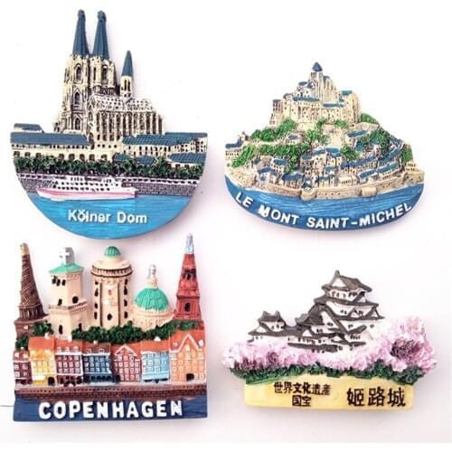3D Resin Fridge Magnets Copenhagen Himeji Japan The French Seaports Refrigerator Magnetic Sticker Home DecorationAccessoriesGift