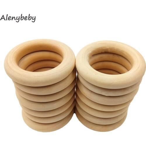 50pcs Baby Wooden Ring Teether Nature Montessori Baby Toy Organic Infant Teething Teether Toy Accessories Wooden Ring Bangle