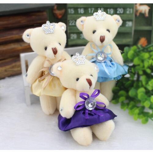 50PCS/Lot Mini Teddy Bear Stuffed Plush Toys 12cm Small Bear Stuffed Toys pelucia Pendant Kids Birthday Gift Party Decor J09101