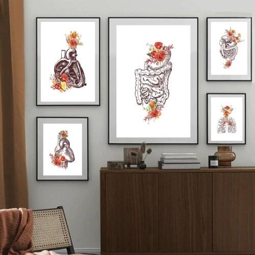 Anatomy Art Human Heart Brain Lungs Wall Art Canvas Painting Nordic Posters And Prints Wall Pictures For Doctor Office Decor