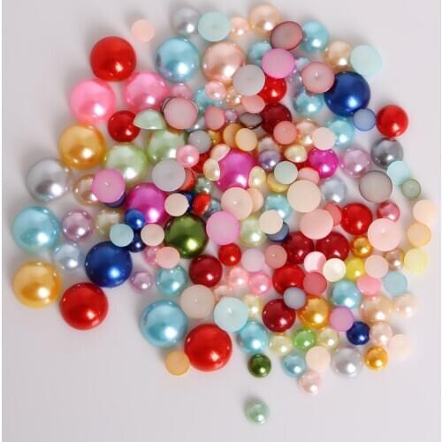 50-1000pcs/lot 1.5mm-14mm Acrylic ABS Imitation Pearl Beads Flatback Loose Beads For Nail Art DIY Craft Scrapbook Decoration