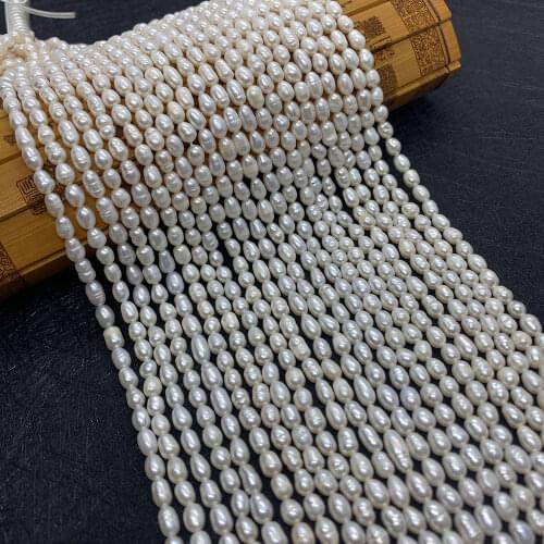 Natural Freshwater Pearl A Grade 4mm4.2mm Rice Shaped Beads for DIY Jewelry Making Fashion Necklace Earrings Jewelry Accessories