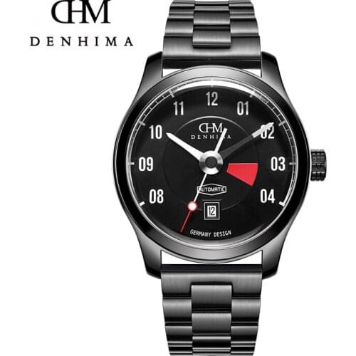 DENHIMA Locomotive Series Steampunk Mechanical Watches Mens Waterproof Automatic Watches Mens Motorcycle Sports Watches