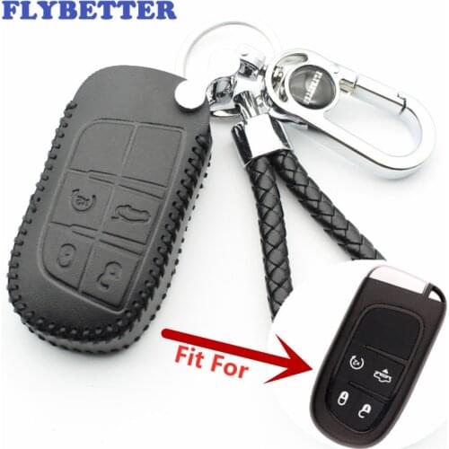 FLYBETTER Genuine Leather Car Styling 4B Key Case Cover For Jeep Grand Cherokee/Compass/Longitude/Patriot/Renegade (B) L1969