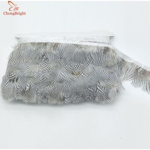 ChengBright Wholesale High Quality 10 Yards Natural Pheasant Feather Ribbon Feathers Trim Fringe Clothing Accessories Wedding O