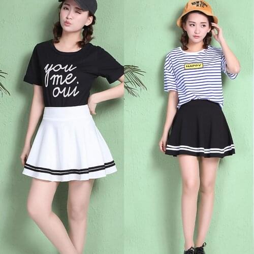 DakunhuiLC Mori Girls Japanese Navy White Black Stripe A-line Skirt, Lolita Sailor Skirt Cosplay Costumes Japan School Uniform