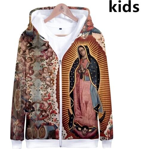 3 To 14 Years Kids Hoodie Our Lady Of Guadalupe Virgin Mary Catholic Mexico Sweatshirt Boy Girl Harajuku Jacket Children Clothes