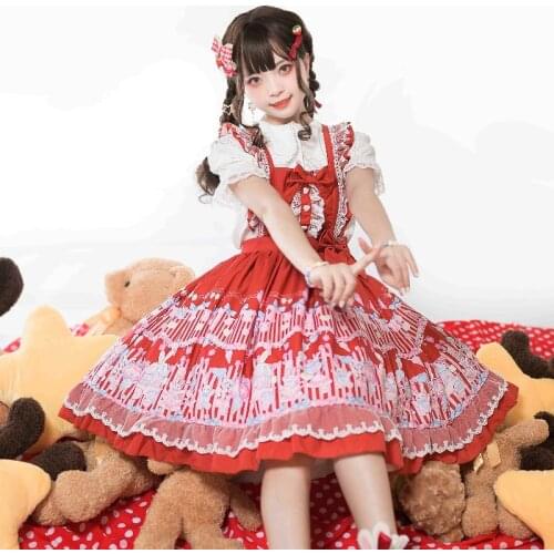Daily Sweet Lolita Bowknot Princess Jsk Strap Dress loli cos Kawaii Girl Summer Tea party Dress Victorian Dress Gothic Lolita