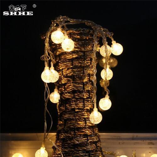 Battery Operated String Lights 2.5M 20 LED Crystal Bubble Ball Fairy Lights for Christmas Wedding Party Holiday Decoration