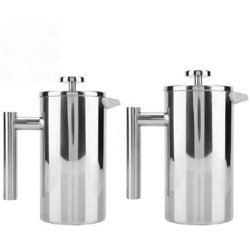 Stainless steel 304 double layer french presses coffee pot with Filter Baskets 1000ml large capacity Manual cafes maker