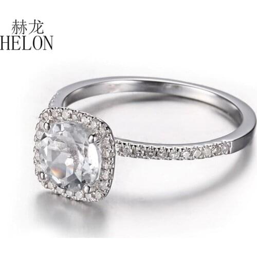 HELON Moissanite Ring Solid 10K White Gold VVS/DEF Round 6mm Lab Grown Moissanite Diamond Ring For Women Trendy Fine Jewelry