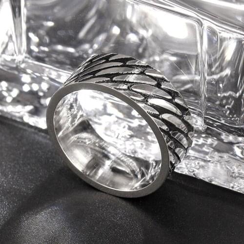 Trendy Creative Silver Color Dragon Scale Ring For Men Classic Alloy Finger Rings Male Jewelry Accessories Gifts